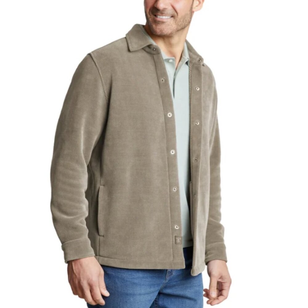 Copper & Oak Men's Fleece Shirt Jacket Heavyweight Snap Button Brown Size L - Picture 2 of 10